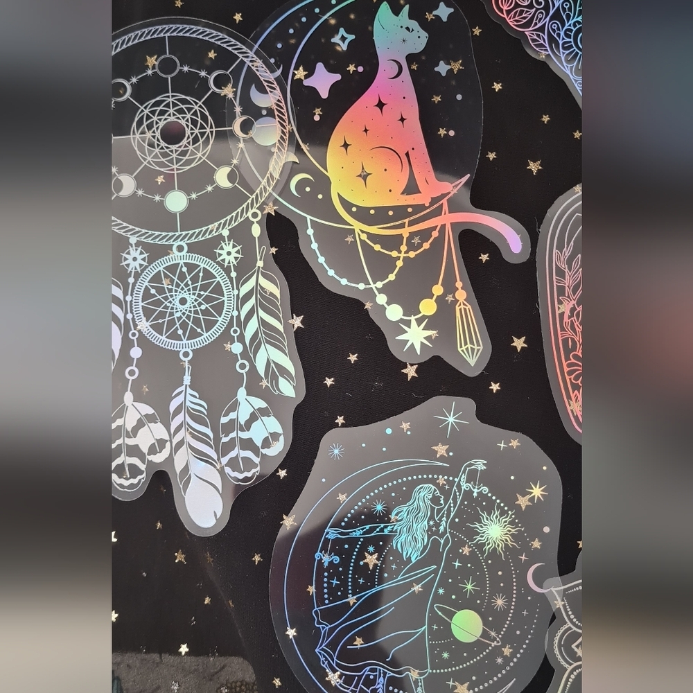 HUGE Boho Celestial Holographic Stickers 10 Pack - Picture 3 of 5